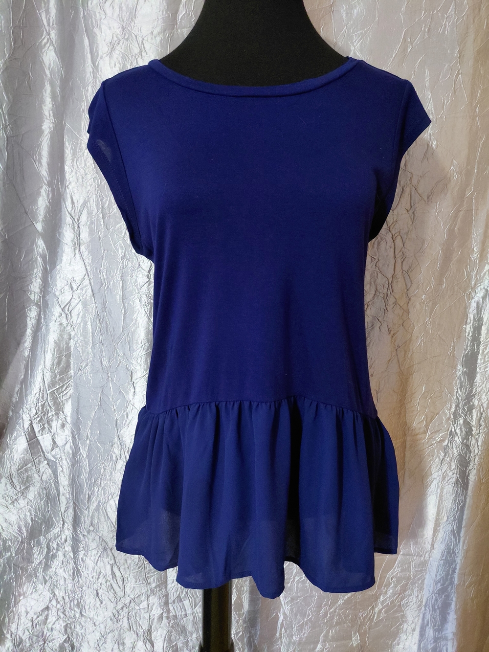 LOFT Navy Blue Peplum Tunic Top